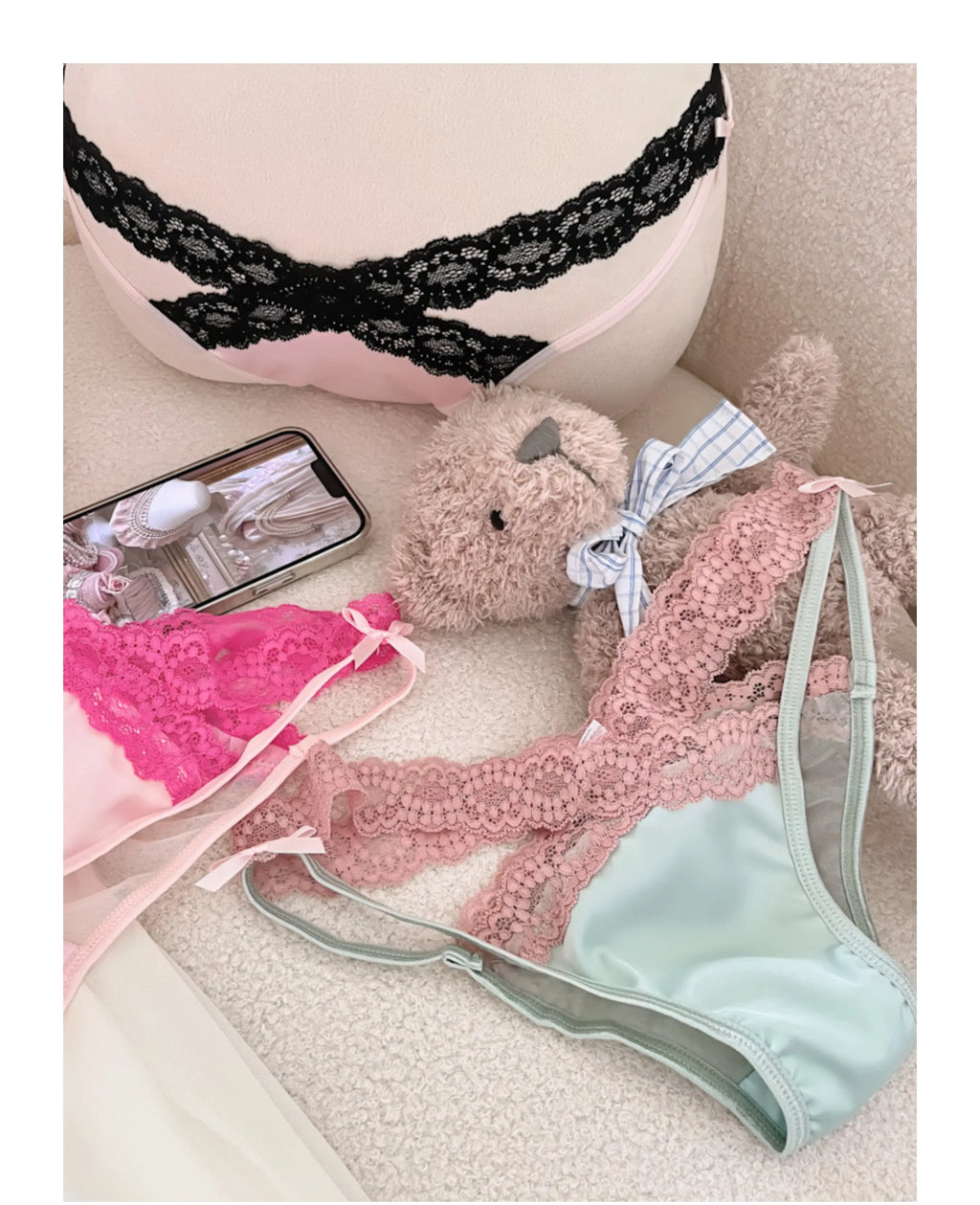 Cross Belt Lace Transparent Sexy Women's Underpants Low Waist Mesh Hollowed Bow Panties Cotton Crotch Breathable Briefs Lingerie