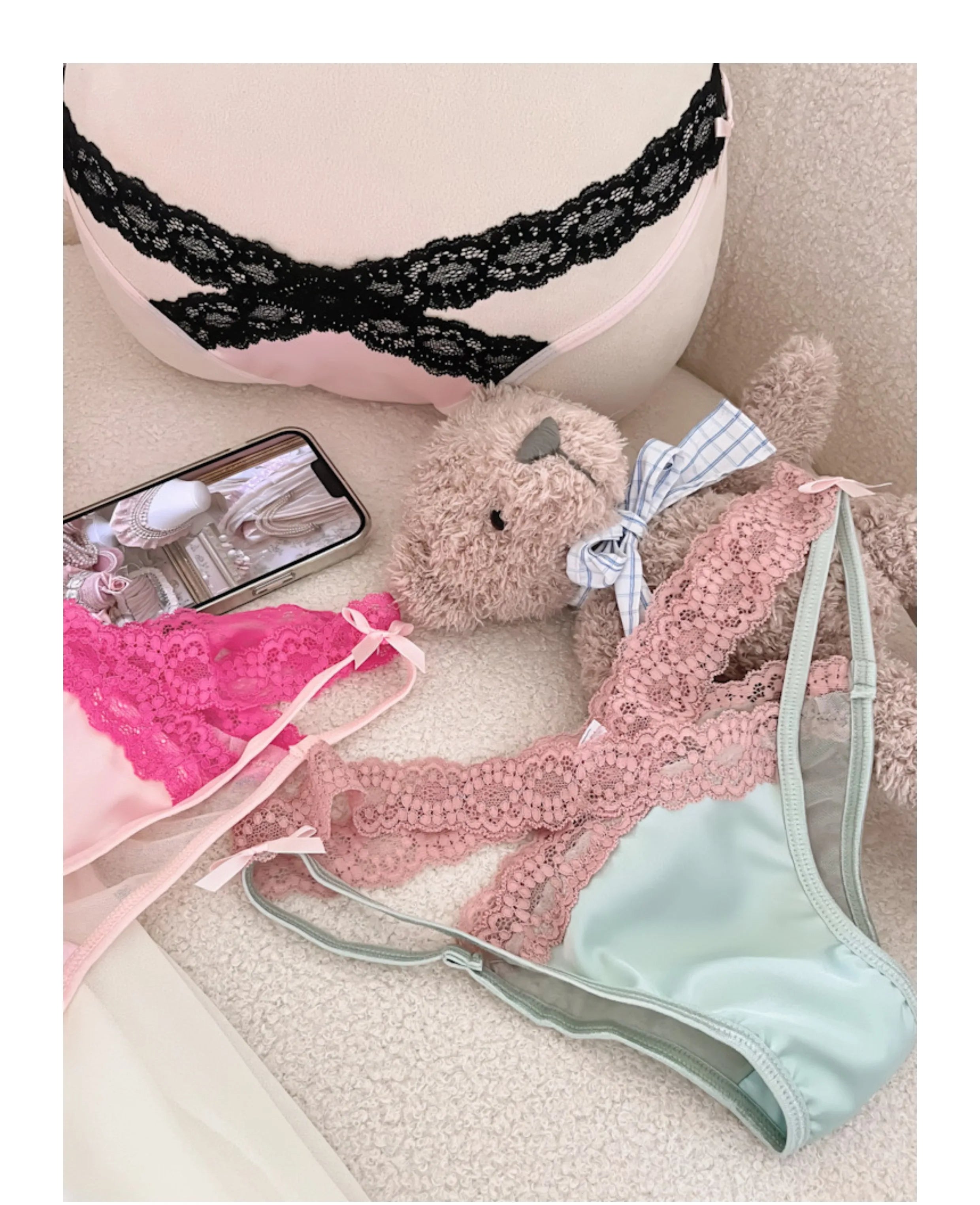 Cross Belt Lace Transparent Sexy Women's Underpants Low Waist Mesh Hollowed Bow Panties Cotton Crotch Breathable Briefs Lingerie