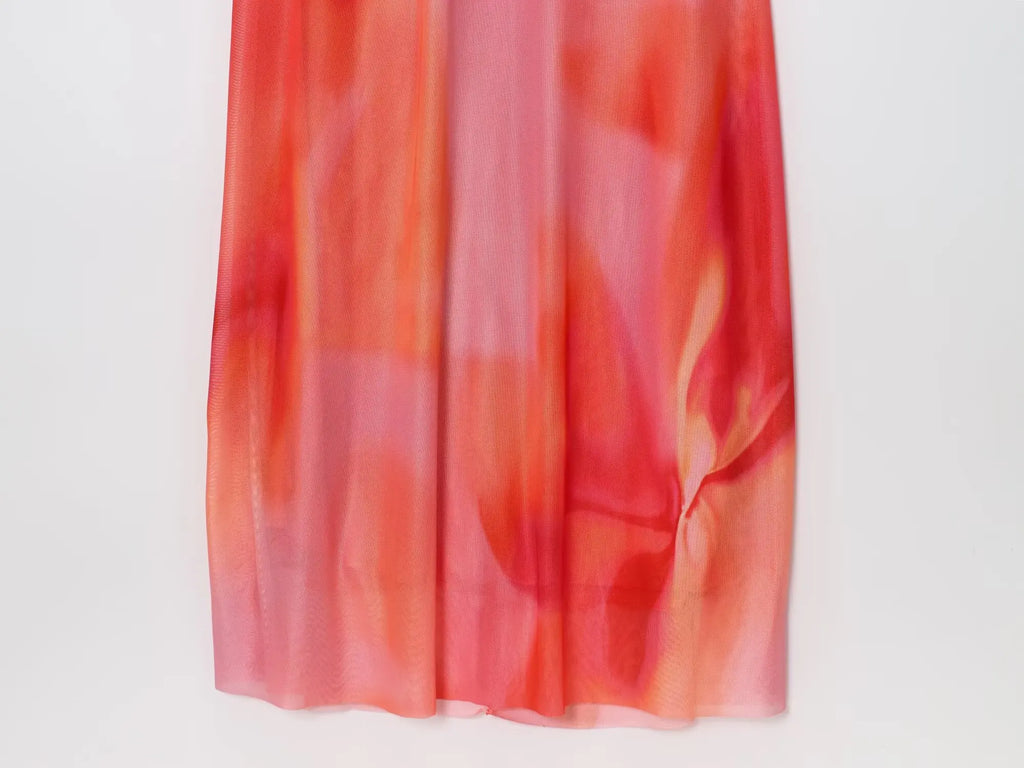 UNIZERA Scarf Printed Backless Long Dress 2025 Summer New Arrivals Women's Wear Elegant Satin Textured Dress