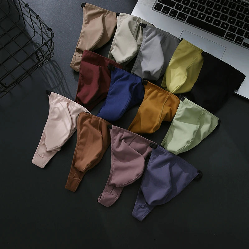 Multi size Comfortable  high stretch sports Thong men's T-pants Mens Sexy T Back  Men Brief Underwear Ribbed Pants Sexy T-Shaped