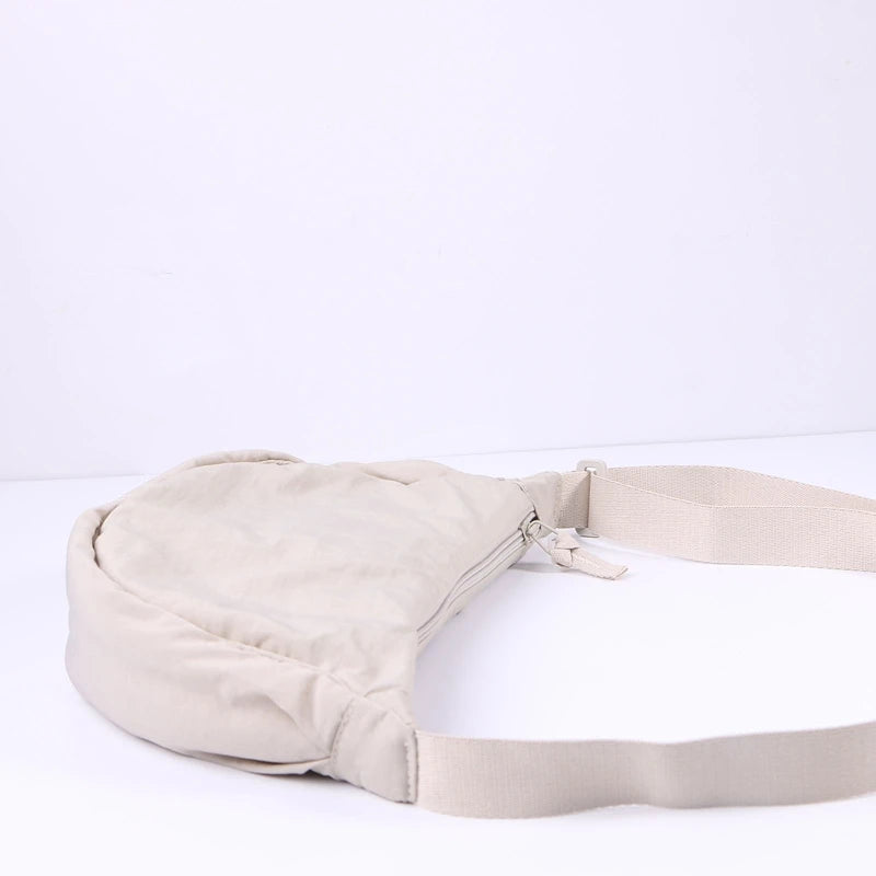 Women Half Moon Shape Crossbody Chest Bag Casual Nylon Shoulder Bag Female Large Capacity Tote Solid Lady Travel Shopper Handbag