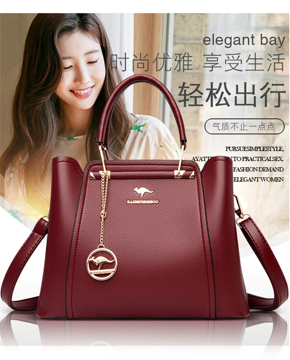 2024 Luxury Designer Handbag - 3 Layer Crossbody Leather Tote