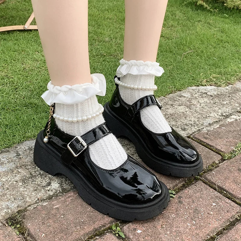 Women's Luxury Beaded Mary Jane Shoes - Elegant Flat Walking Shoes