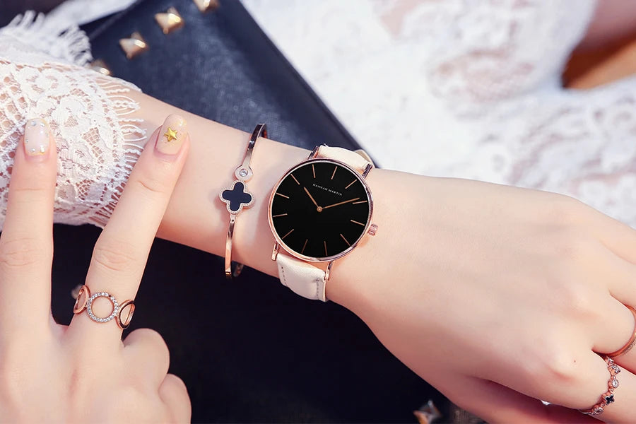 Hannah Martin Hot Fashion Simple Japan Quartz Movement Watch Leather Strap Clock Women Analog Waterproof Wrist watch Reloj Mujer