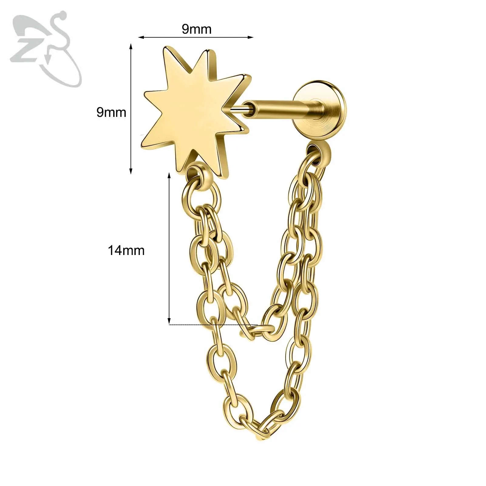 ZS 1PC 16G/18G Stainless Steel Ear Studs O-Shaped Stud Earrings Plug In Gold Color Cartilage Earring Heart Ear Piercings Jewelry