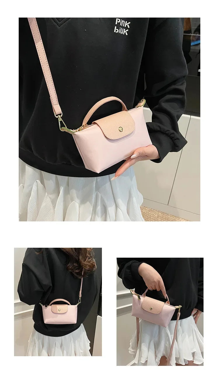 Retro Fashion Nylon Dumpling Bag Women's Crossbody Handbag Soft Polyester Lining Zipper Closure Shoulder Bag Handbag