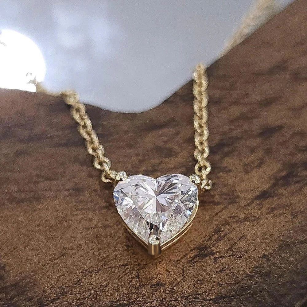 1-3Carat Heart Cut Moissanite Pendant Necklace for Woman S925 Silver Plated 18k Gold Solitaire Diamond Neckchain Gra Certified