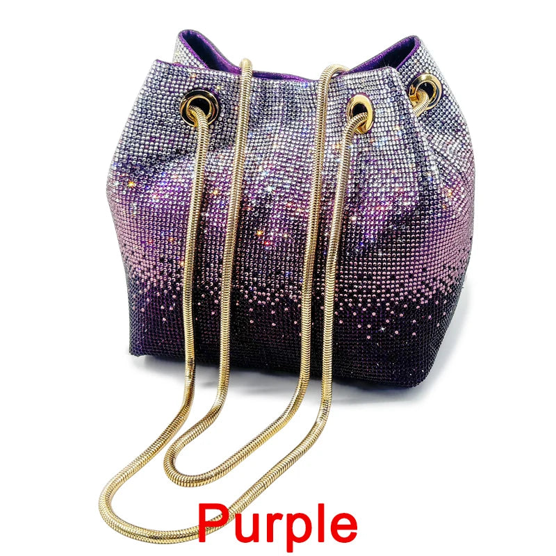 2025 Latest Italian Design Luxury Shiny Wedding Party Ladies Handbag high quality Diamond Tote Evening Bag