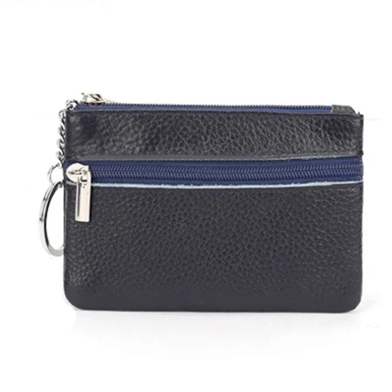 Genuine Leather Coin Purse Mini Ultra-thin Small Zipper Cute Wallet Soft Cowhide Leather Driver's License Key Bag Card Holder