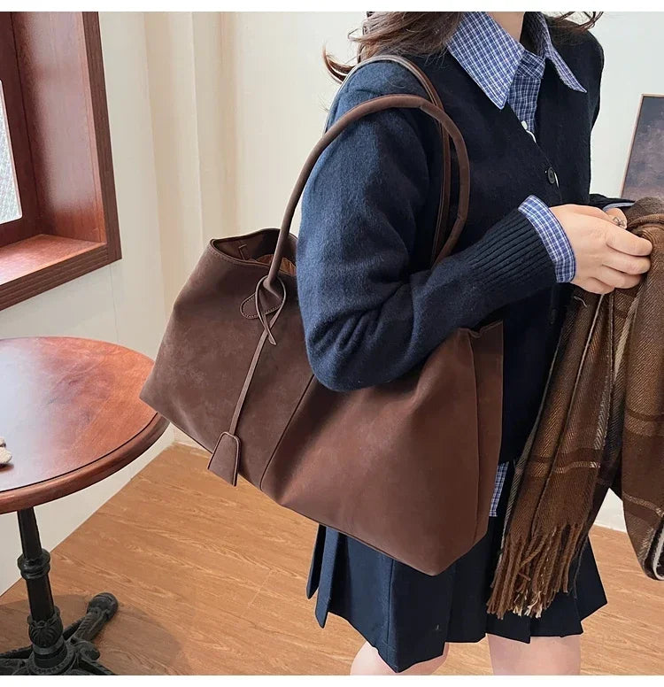 Faux Suede Solid Color High Quality Fashionable Versatile Handbag 2025 Women's Product Hot Selling  Large Capacity Shoulder Bag