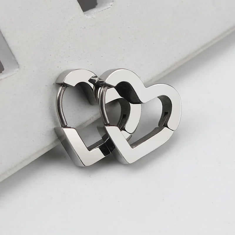 1 Pair High Polished Stainless Steel Hoop Earrings For Women/Men Geometric Allotype Ear Buckles Hip Hop Party Creative Jewelry