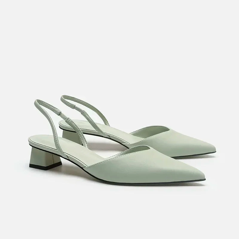 Summer 2025 Black Fashion Sandals - Silk Pointed Toe Low Heel Pumps