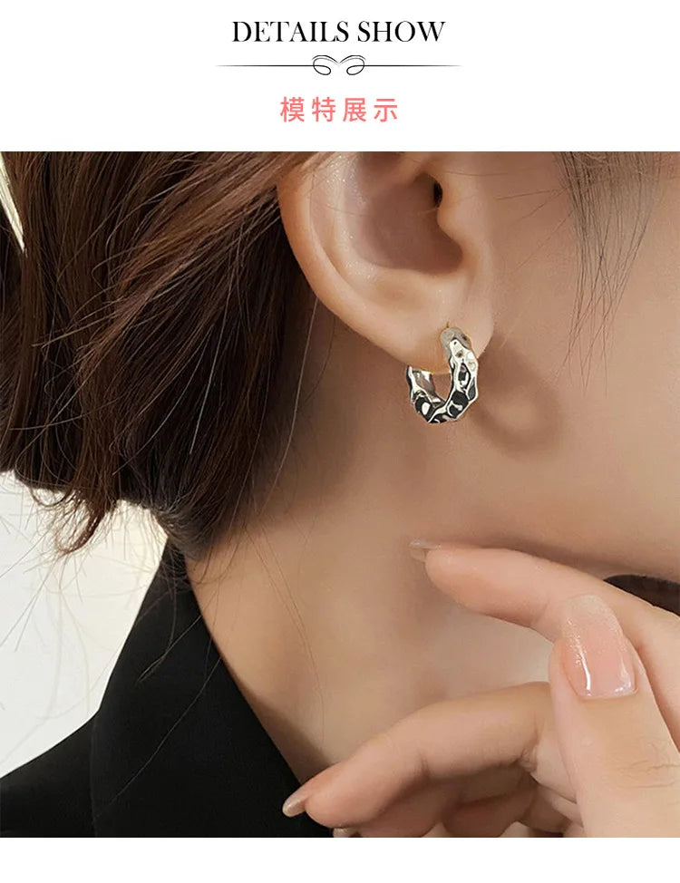 New Hot Sell Trendy 925 Sterling Silver Circle Earrings for Women Real Silver Ear Hoop Earrings