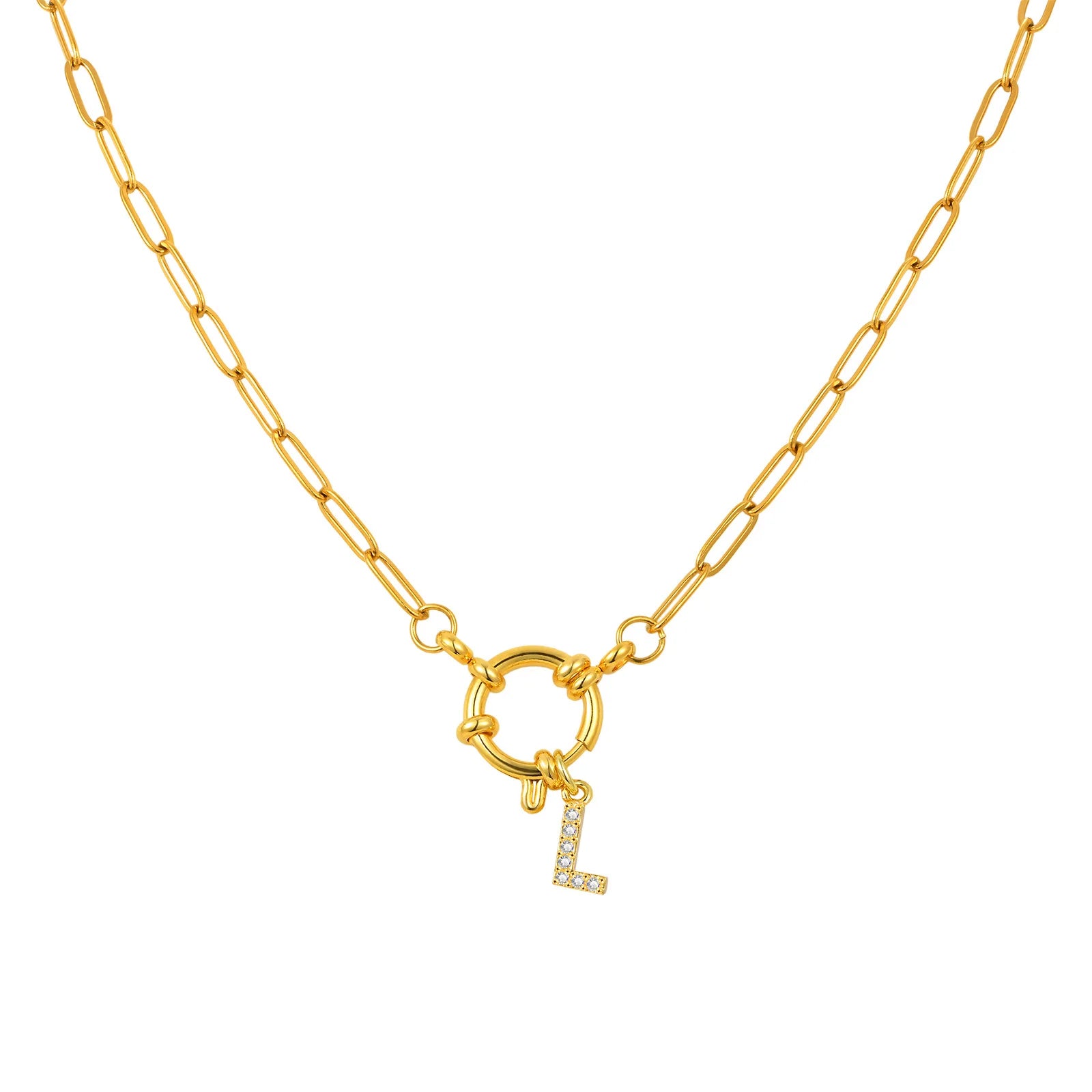 Vnox Women's Trendy Letters Necklaces With CZ Zircon, Stainless Steel 18K Gold Plated Pendant, Fashion Charm A-Z Accessories