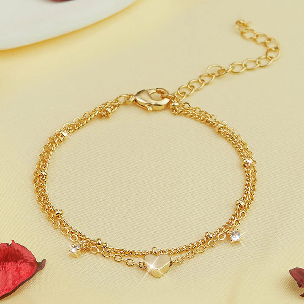 925 Sliver Plated CZ Anklet Bracelets for Women Girl Trendy New Waterproof Heart Charm Dainty Layer Chain Anklets Jewelry Gifts