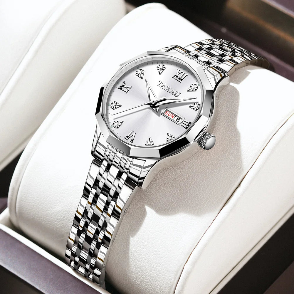 OLEVS Fashion Golden Watch for Women Stainless Steel Waterproof Women's Watches Elegant Original Luxury Ladies Quartz Wristwatch