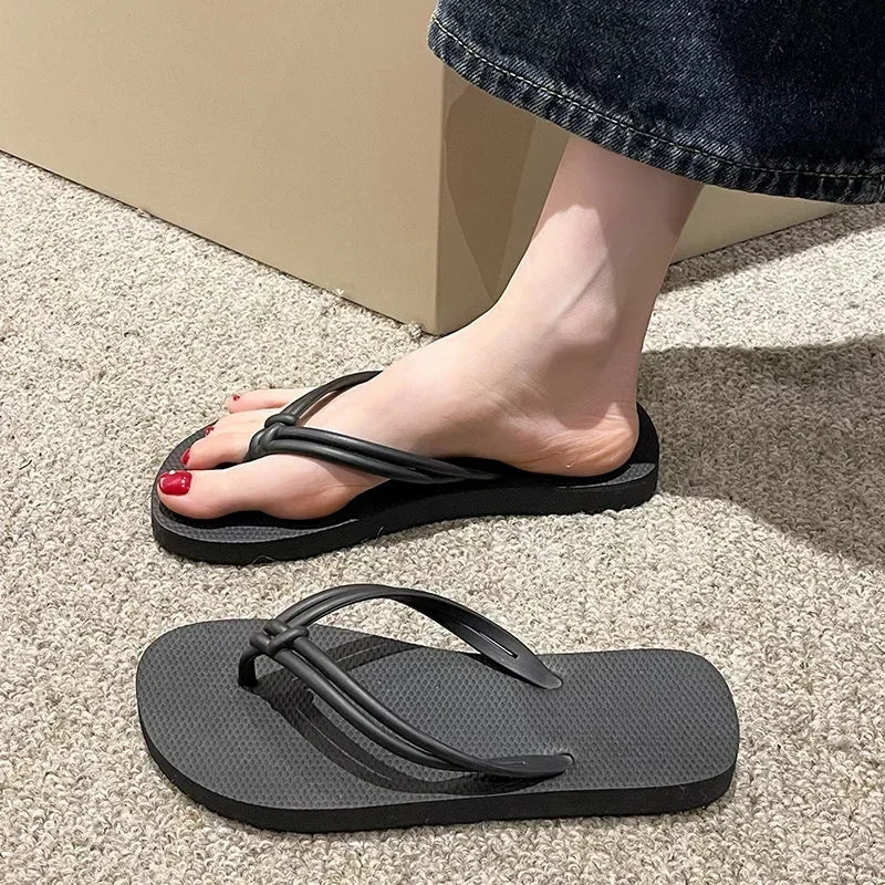 Women's Candy Color Flip Flops - Anti-Slip Summer Beach Slippers
