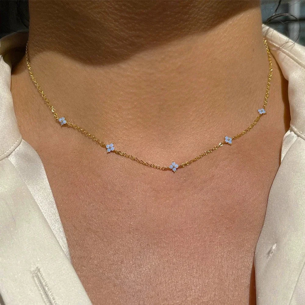 18K Gold Four Leaf Clover Jewelry Set - Necklace Bracelet Earrings Women