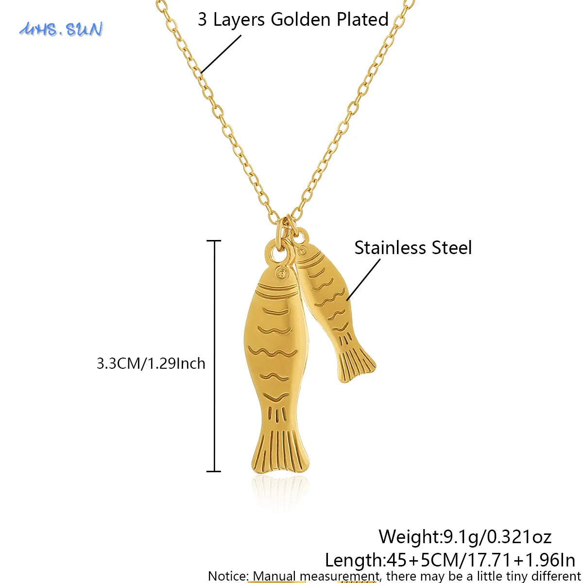 1/2pcs/Lot Cute Stainless Steel Gold Plated Small Fish Pendant Necklace for Women New Waterproof Beach Party Jewelry Summer Gift