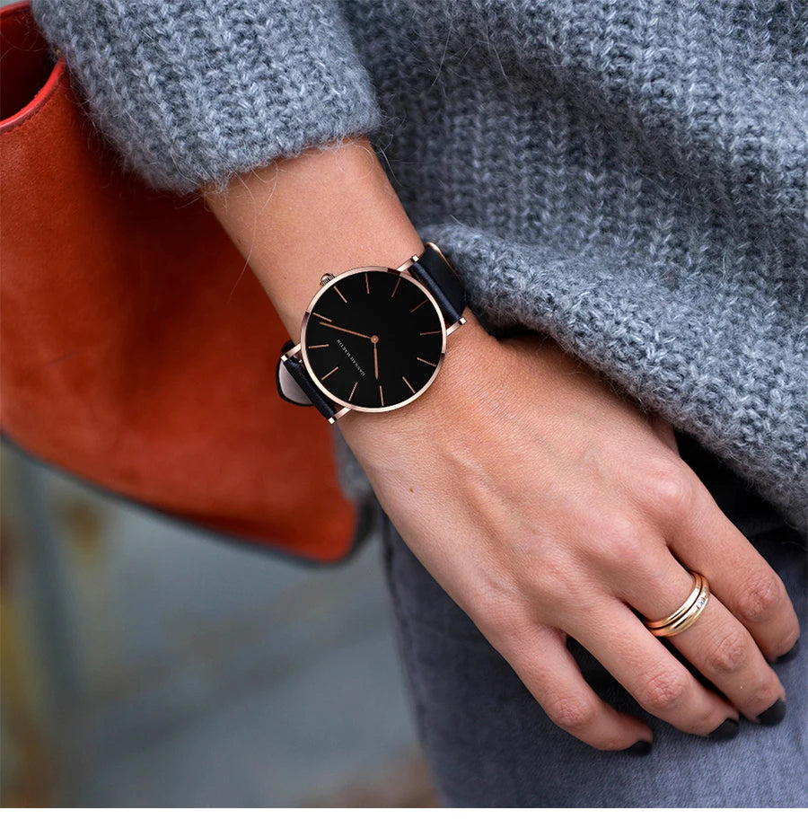Hannah Martin Hot Fashion Simple Japan Quartz Movement Watch Leather Strap Clock Women Analog Waterproof Wrist watch Reloj Mujer