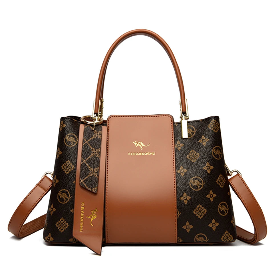 Luxury Print Leather Handbag - Large Capacity Crossbody Shoulder Bag