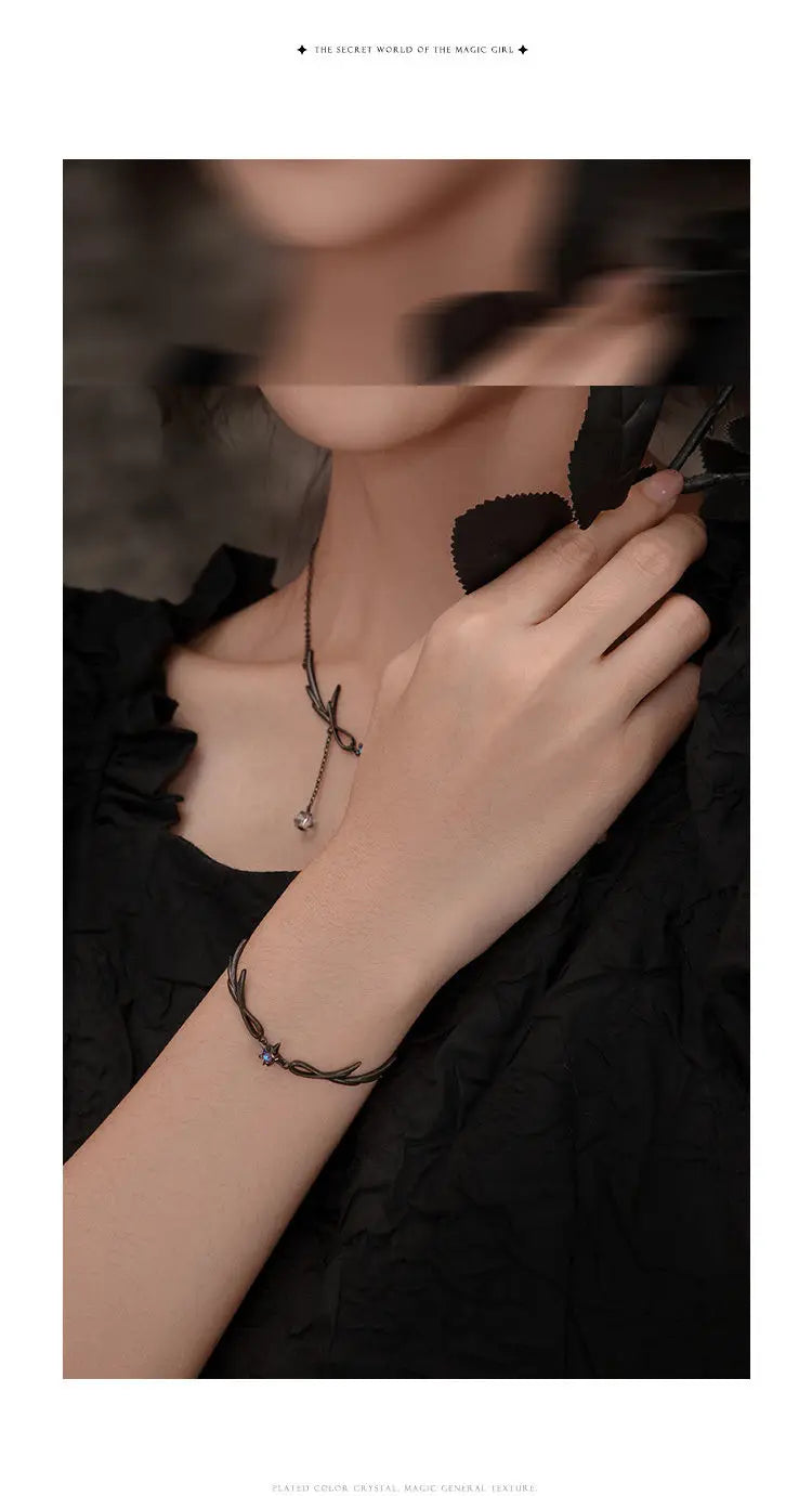 Gothic Punk Dark Style Black Bracelet Personality Ladies Simple Charm Casual Jewelry Gift