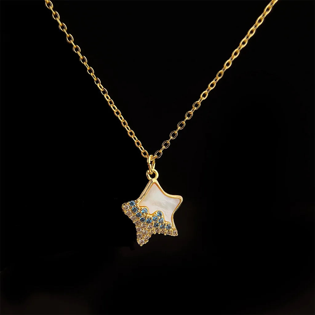 Beach style women's neck chain Inlaid shells Necklace Geometric starfish design Jewelry on the neck commute Women's jewelry