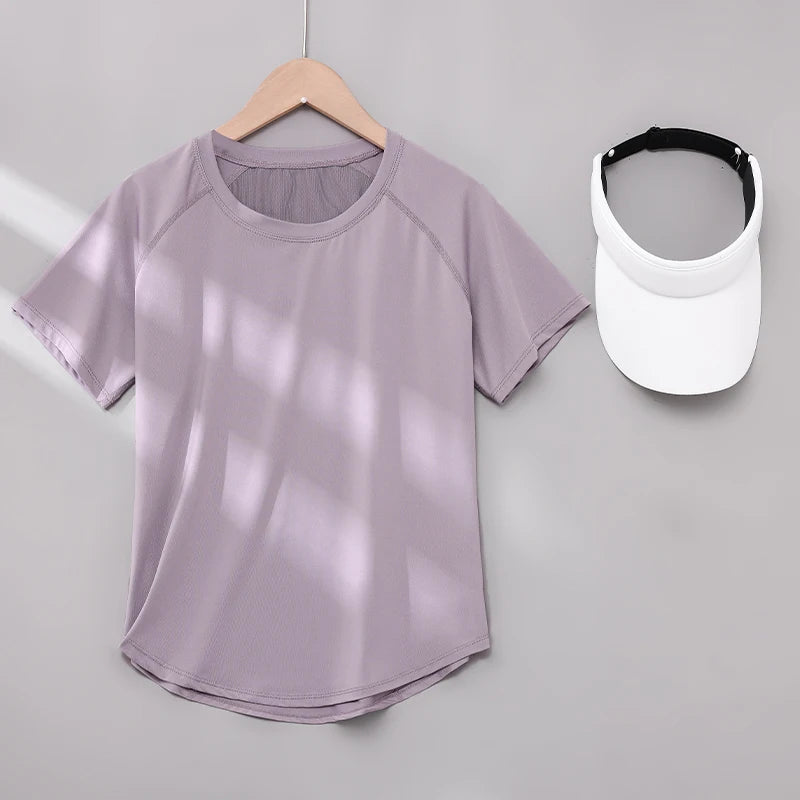 DRUR Yoga Tops - Quick Dry Short Sleeve Workout T-Shirt