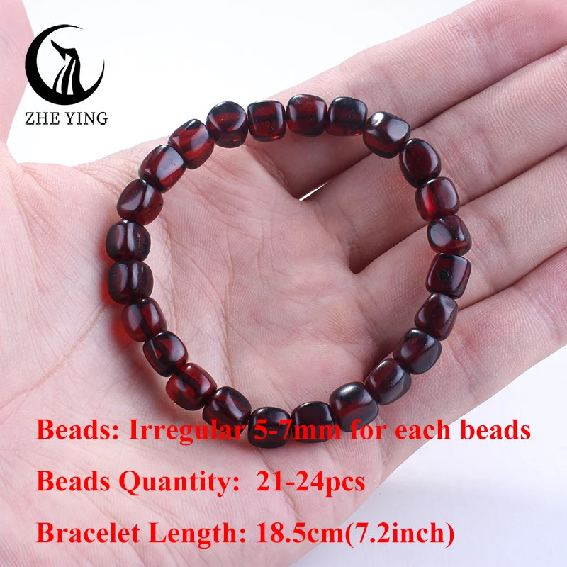 Zhe Ying 100% Natural Amber Bracelet Healing Energy Gemstone Stretch Men Women Bracelets Fashion Jewelry Gift