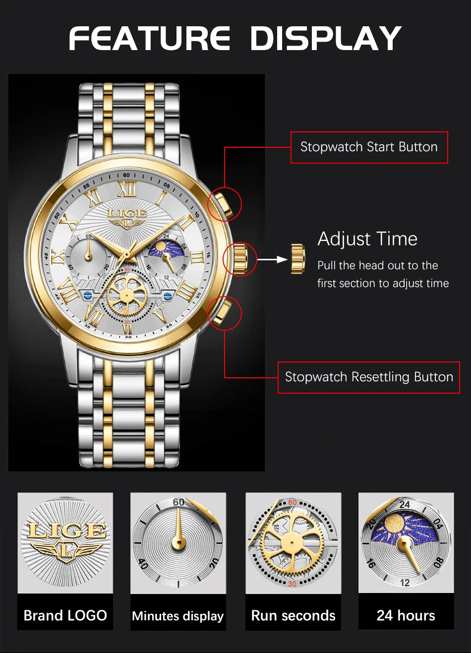 2024 LIGE Top Luxury Women Watch Creative Steel Women's Bracelet Wrist Watches Ladies Fashion Waterproof Female Relogio Feminino