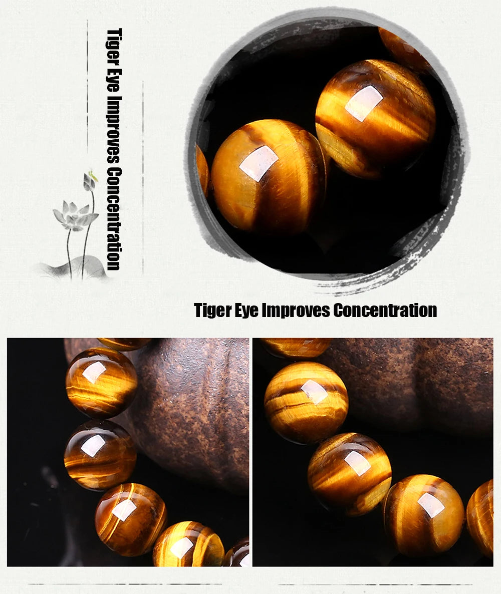 Fashion 5A Natural Tiger's eye Stone Bracelets & Bangle for Women and Men Bracelets Gift Beads Bracelets Accessories Wholesale