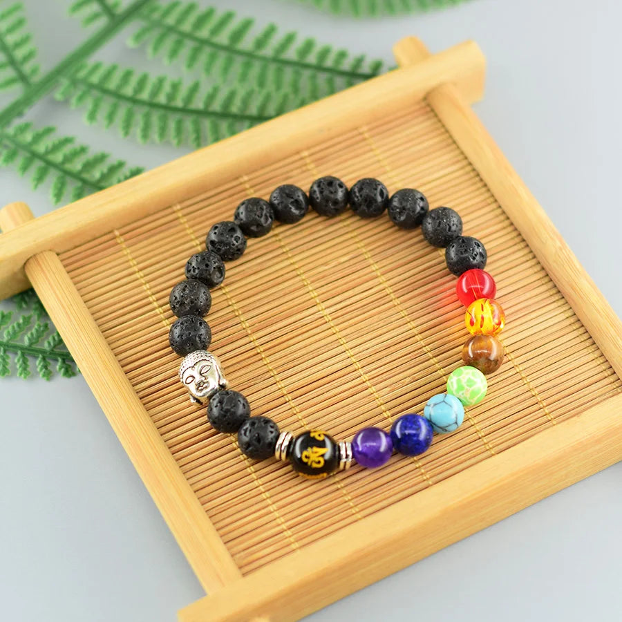 Buddha Feng Shui Bead Lucky Bracelet 7 Chakra Reiki Healing Stone Bracelet for Women Men Yoga Meditation Natural Stone Jewelry