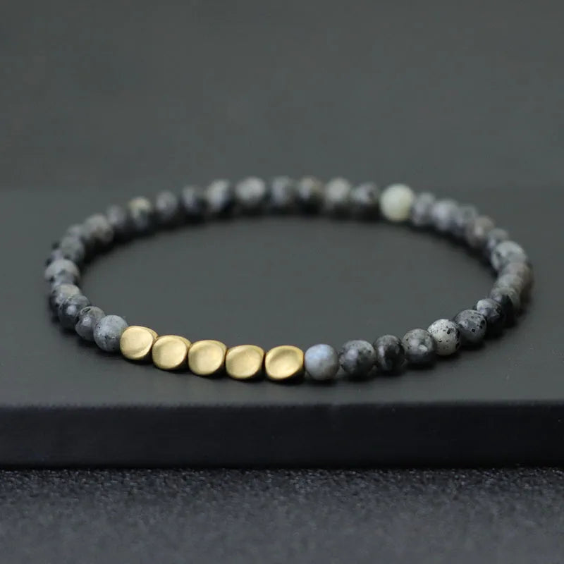 New Men 4mm Bracelet Irregular Copper Beads Strand Braclet Minimalist Black Onyx Stone Braslet Pulsera Hombre Gift For Him Joias