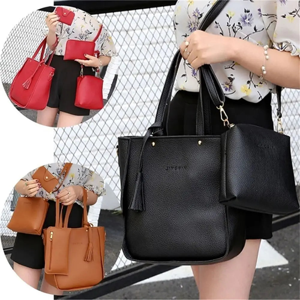 4Pcs/set Leather Crossbody Bags Women Bag Set Pattern Portable Fashion Shoulder Bags Purse Ladies PU Crossbody Bag