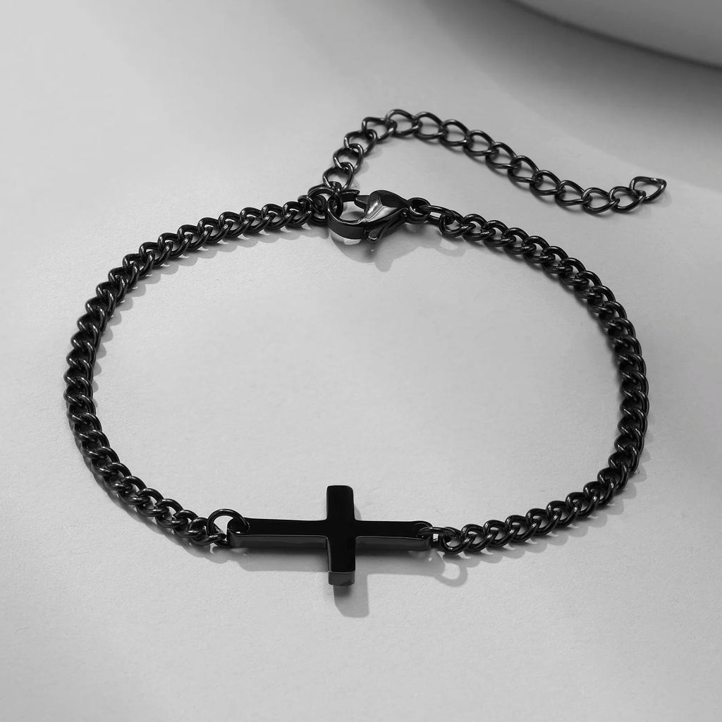 Stainless Steel Cross Religious Christian Bracelets for Men Boys,Wristband Jewelry,Gifts for Him