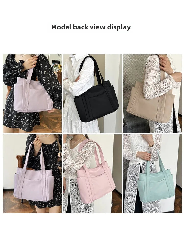 High Quality Commuting Tote Bag Simple Nylon Women's Shoulder Bag Large Capacity Student Class Handbag