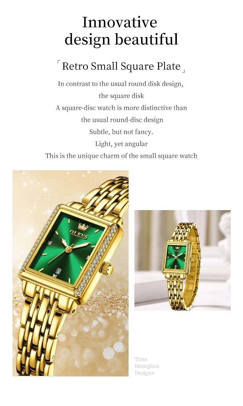 OLEVS Women's Watches Luxury Golden Stainless Steel Woman Watch Luminous Waterproof Quartz Wrist Watch Fashion Watches for Women