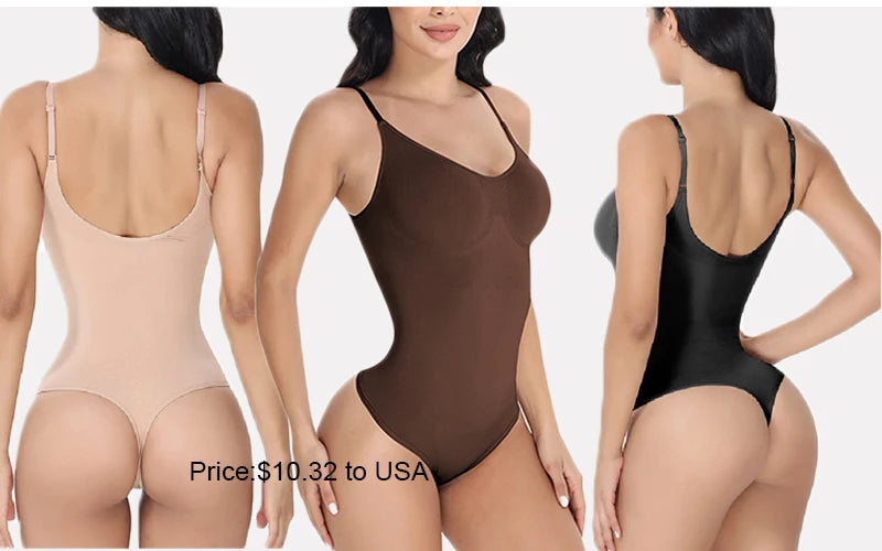 GUUDIA Ribbed Tummy Jumpsuit - Daily Shaper Bodysuit Open Crotch