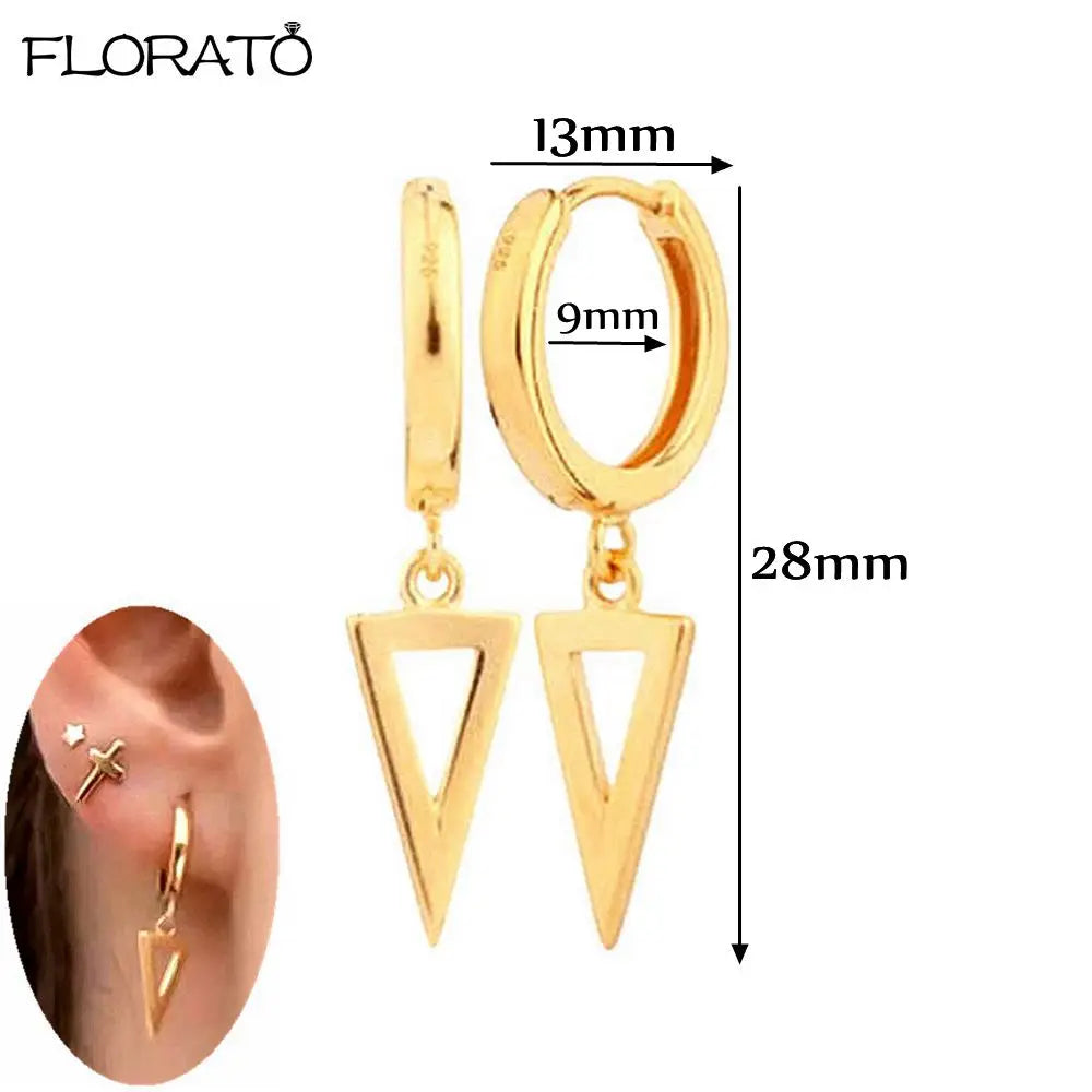 925 Sterling Silver Needle Punk Spike Rivet Hoop Earrings For Women Huggie Earrings Ear Cuff Piercing Earring Gothic Jewelry