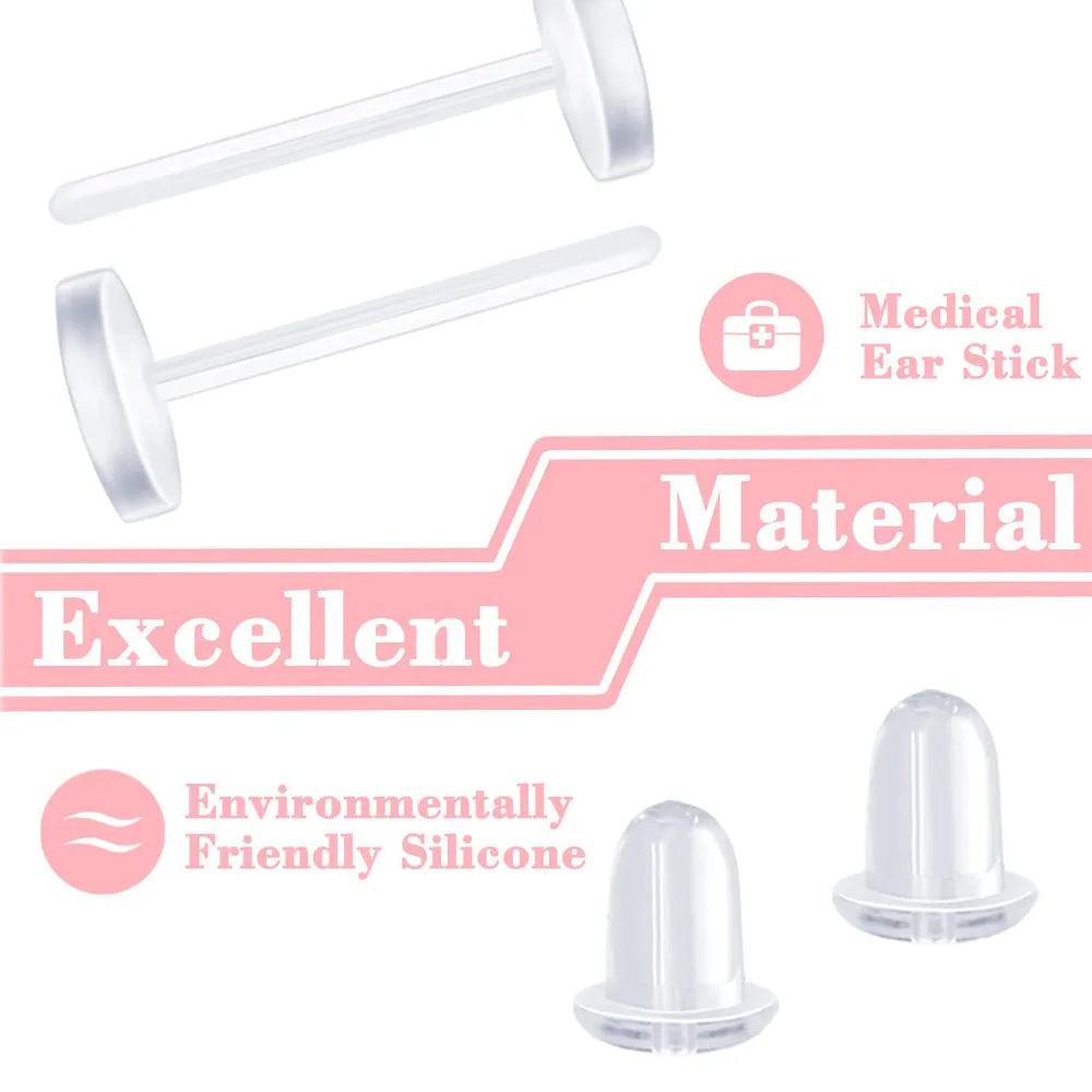 50pcs Clear Earrings for Sports Plastic Transparent Stud Earrings Acrylic for Women Men Sports Work Jewelry Makings