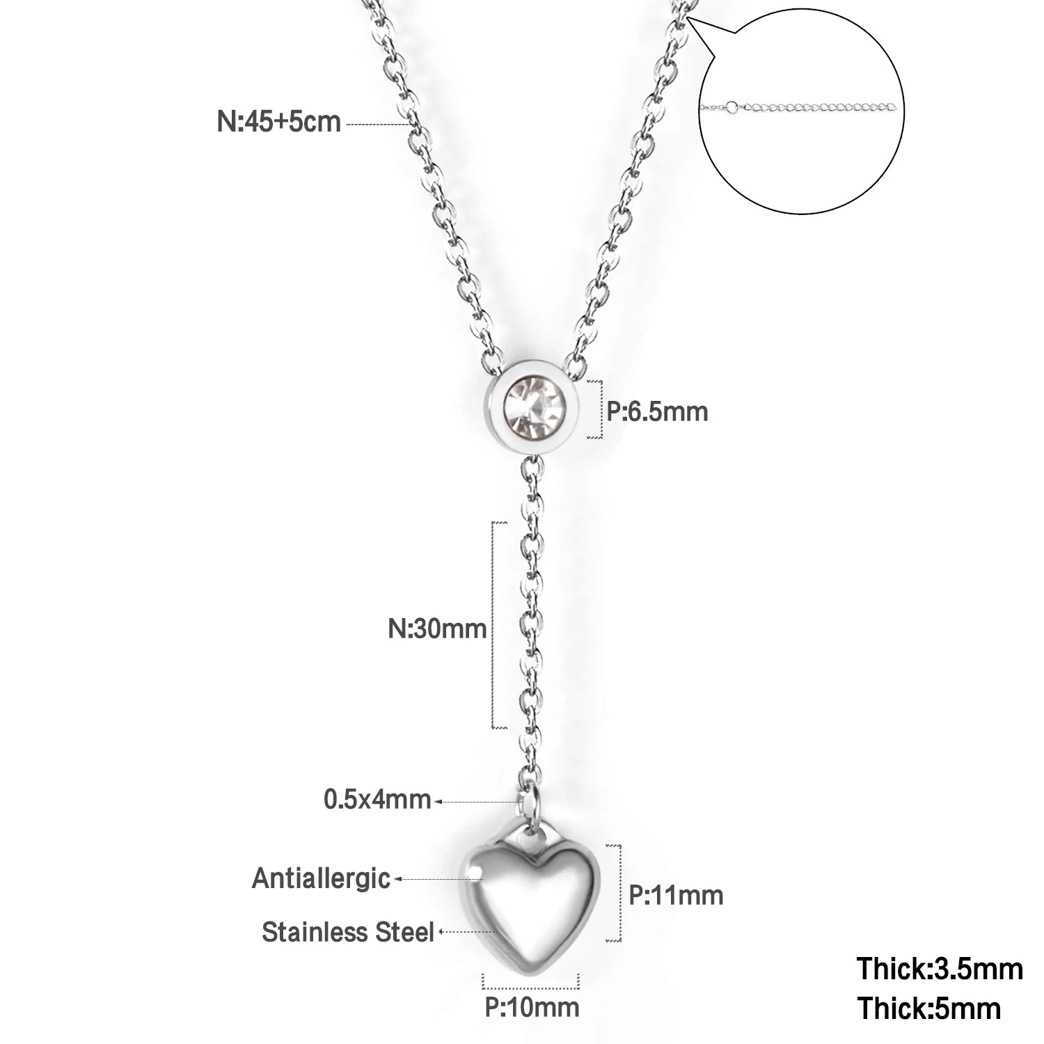 ASONSTEEL Romantic Heart Pendant Necklace For Women High Quality Golden Stainless Steel Metal Stylish Choker Valentine's Gift