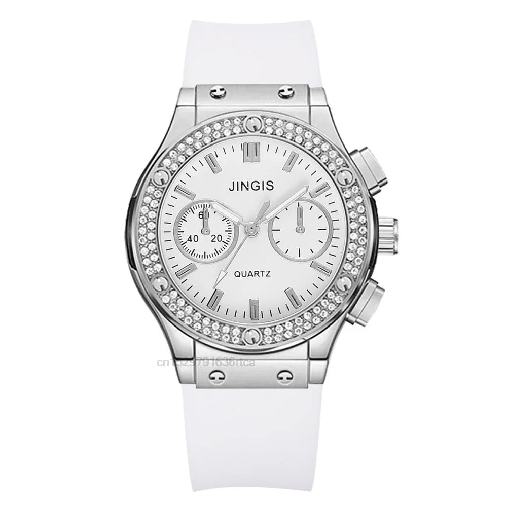 Fashion 2025 Rubber Women Watches Luxurious Brand Casual Diamond Female Quartz Wristwatches Simple Sport Clock Relogio Feminino