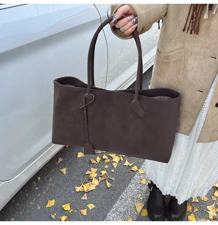 Faux Suede Solid Color High Quality Fashionable Versatile Handbag 2025 Women's Product Hot Selling  Large Capacity Shoulder Bag