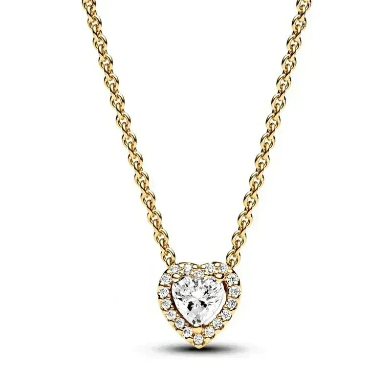 Christmas Birthday Surprise Gifts 925 Sterling Silver Exquisite Shiny Round Heart-shaped Necklace Classic Charm Women's Jewelry