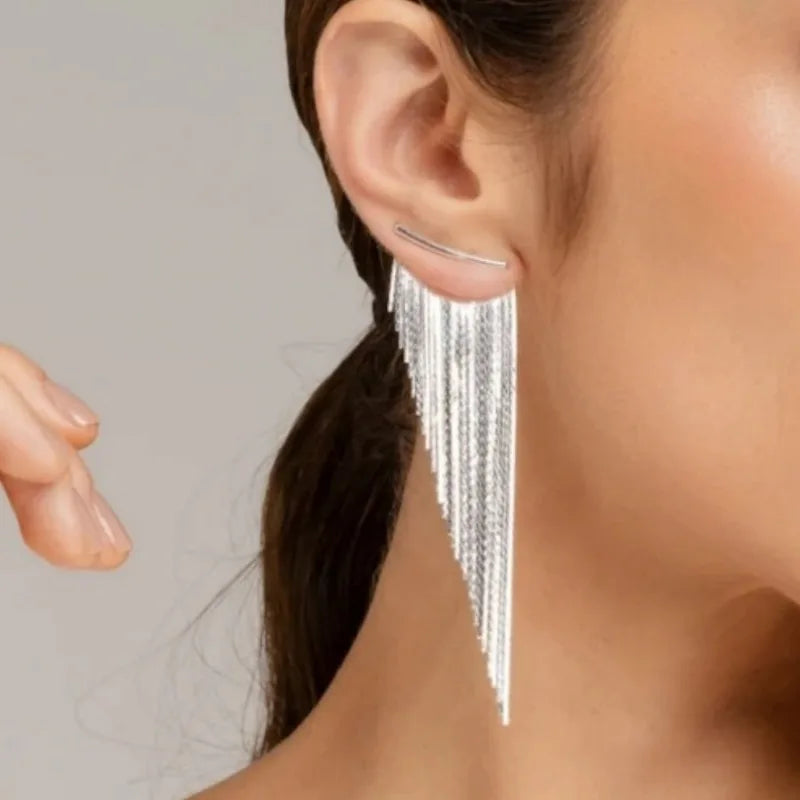 1 pair of minimalist and stylish tassel earrings, elegant and personalized metal earrings, delicate earrings for everyday partie