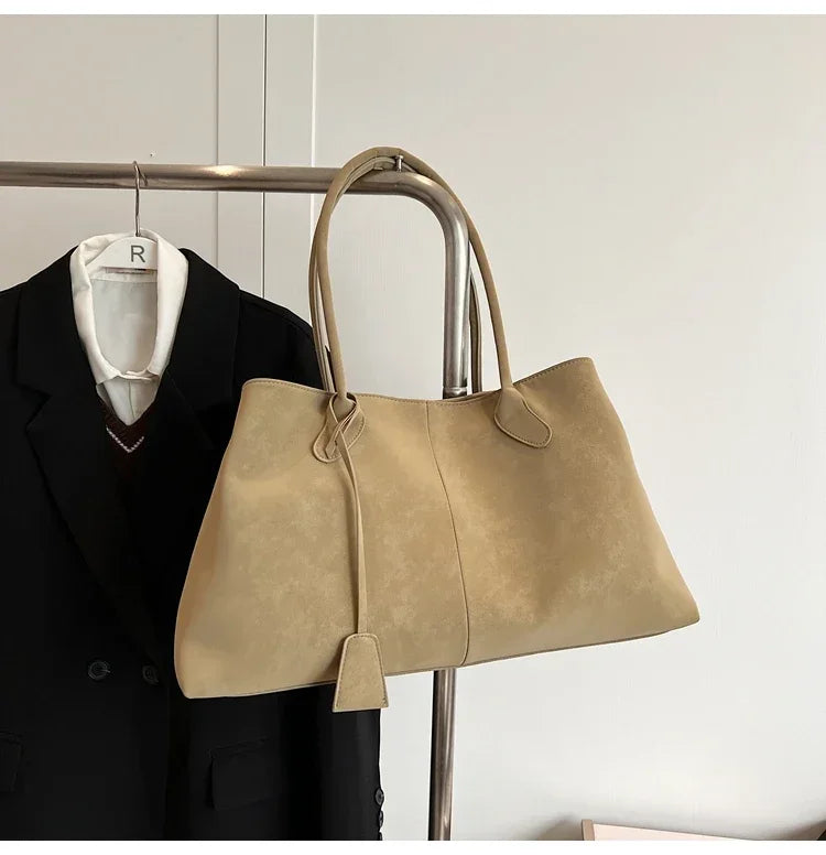 Faux Suede Solid Color High Quality Fashionable Versatile Handbag 2025 Women's Product Hot Selling  Large Capacity Shoulder Bag