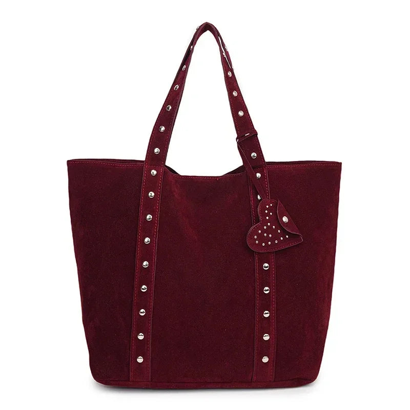 Fashion Suede Sewing Thread Shoulder Bags 2025 New Retro Versatile Commute Simplicity Solid Color Single Women's Handbag