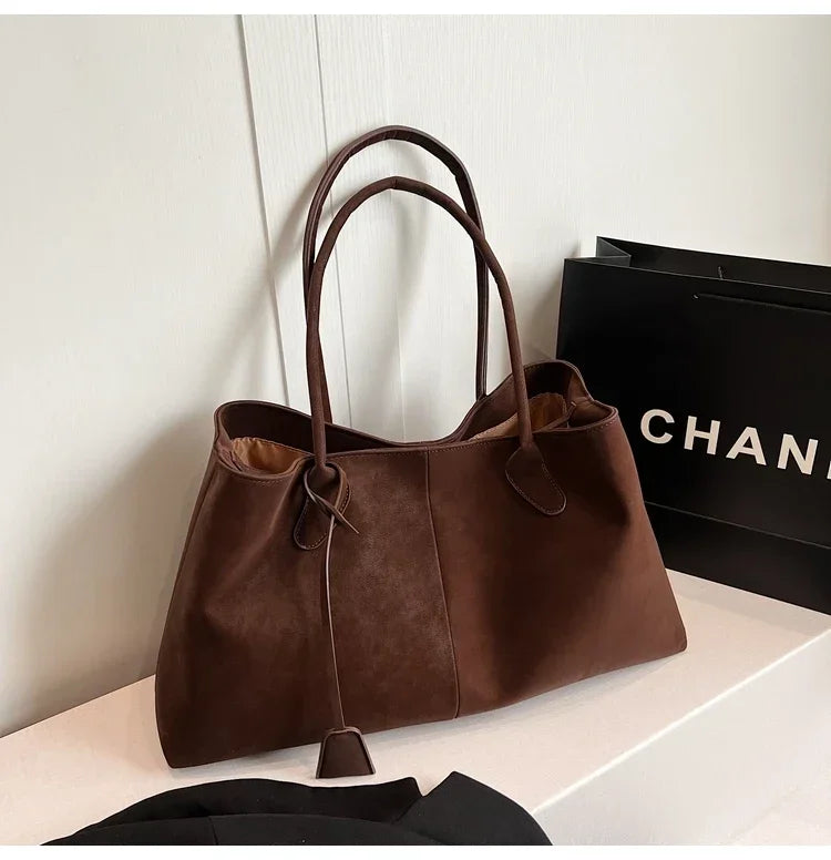 Faux Suede Solid Color High Quality Fashionable Versatile Handbag 2025 Women's Product Hot Selling  Large Capacity Shoulder Bag