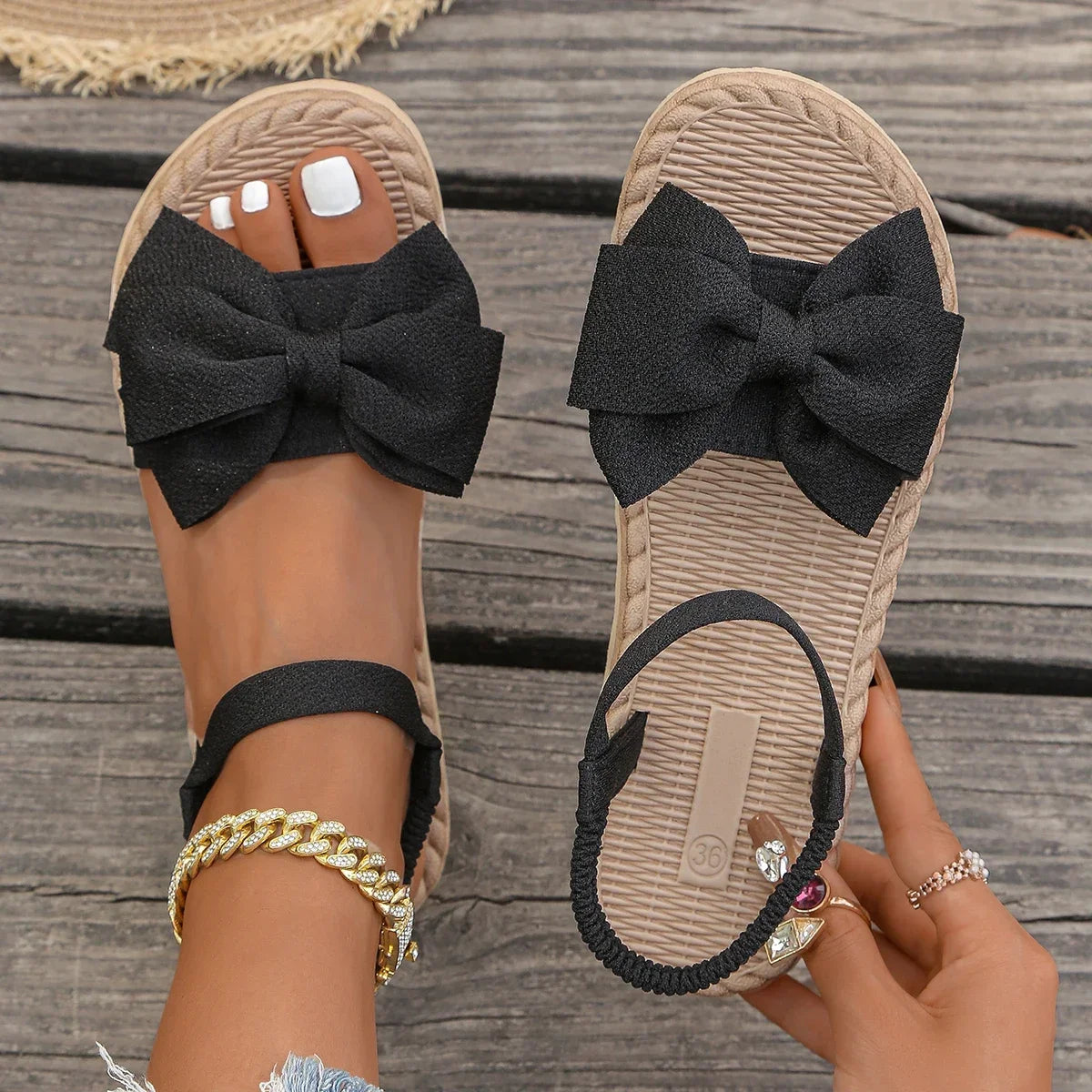Women's Anti-Slip Trend Sandals 2025 - Summer Beach Bow Tie Flats