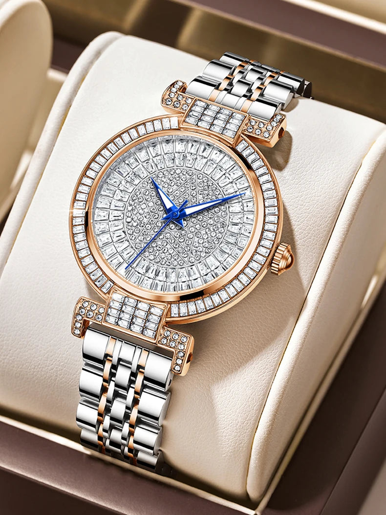 ROMITIME Luxury Diamond Dial Watch - Elegant Waterproof Stainless Steel